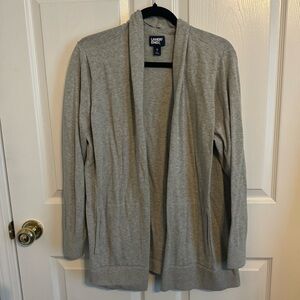 Gray open front cardigan